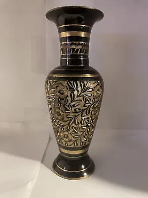 Vase Etched Black And Gold Made From A Metal • $10