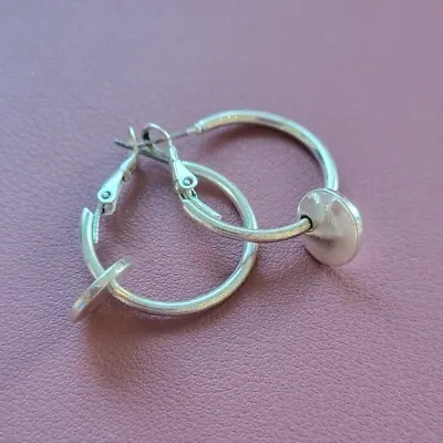 Silver Tone Hoops Coin Charm Pre-owned Earrings 3cm • £5