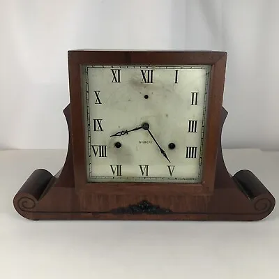 Vintage Gilbert Square Wooden Mantel Clock USA AS IS Parts Or Restoration • $84.29
