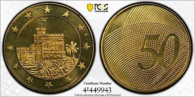 2004 Monaco Pattern 50 Cents Euro Coin 50c PCGS MS68 X#Pn6 - Top Pop 1/0 • $85.49