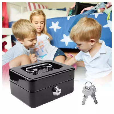 Metal Cash Box Security Safe With Money Tray Key Lock Small Gun Jewelry Storage • $11.49