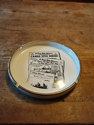 VINTAGE  ST.LOUIS Globe Democrat CARDINALS  GLASS ASHTRAY EXTRA NICE • $149