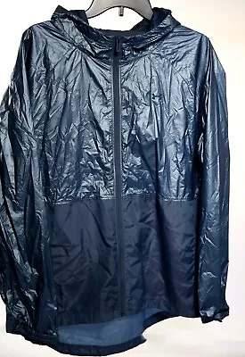 Under Armour Mens XL Blue Rain Windbreaker UA Hooded Full Zip Jacket • $25