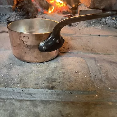 French Vintage Hammered Copper Chomette Favor Sauce Pan 12.5 Cm 2.75 Mm NEW TIN • $135