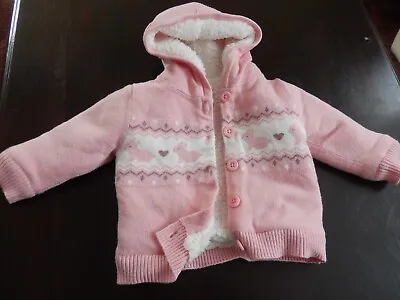 £0.99 • Buy Pretty Little Nutmeg Pink Girls Jacket 0 To 3 Months Rabbit And Hearts
