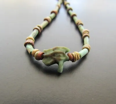 NILE  Ancient Egyptian Eye Of Horus Amulet Mummy Bead Necklace Ca 600 BC • $120