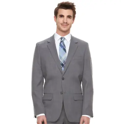 Marc Anthony Slim-Fit Gray Crosshatch Stretch Suit Jacket MSRP $240 P • $75