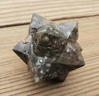 Large 12 Point Rainforest Rhyolite Gemstone Merkaba Star (one) • $20.49