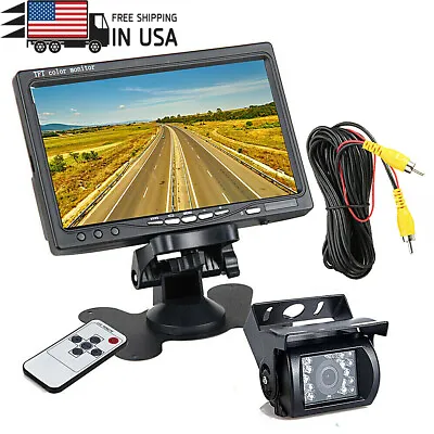 7  TFT LCD Monitor For Truck Bus Trailer + Reversing Backup Camera Night Vision • $46.99