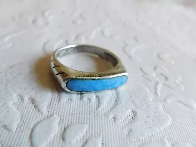 VINTAGE  STERLING SILVER &TURQUOISE RING  SIZE 7 - 3.1g • $35