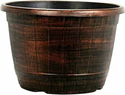 £0.99 • Buy 2 PAIR 46CM COPPER PLASTIC Tree Barrel Plant Pot Garden Flower Round  Planter 