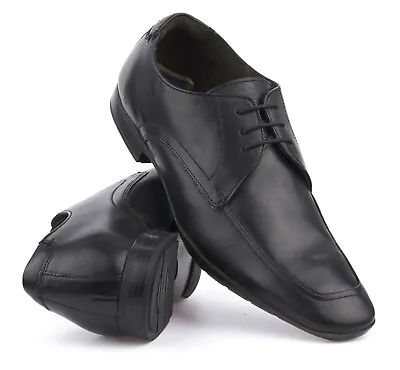 £34.95 • Buy Base London Orion Leather Formal Casual Derby Brogue Mens Black Lace-Up Shoes Sz