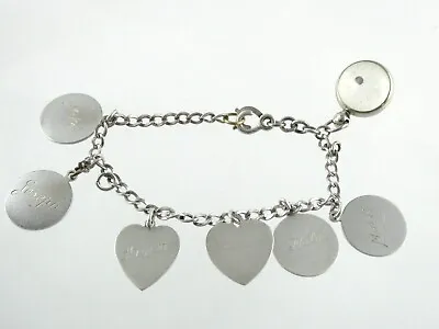 Vintage 7 Charm Sterling Silver Bracelet Faith Mustard Seed Birthday Charms 925 • $50