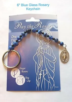 Miraculous Medal / Key Ring Pocket 1 Decade Rosary From Italy Blue/Black  • $5.99