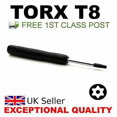 Black T8 Torx Screwdriver Repair Tool For Xbox 360 Controller Ps3 Slim Tomtom • £1.45