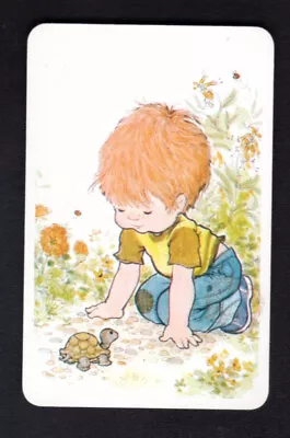 SARAH KAY Swap Card - Young Boy With Turtle (BLANK BACK) • $3