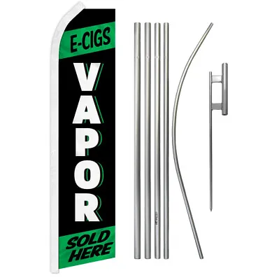 E-Cig Vapor Sold Here Swooper Flutter Feather Advertising Flag Pole Kit Green • $69.95