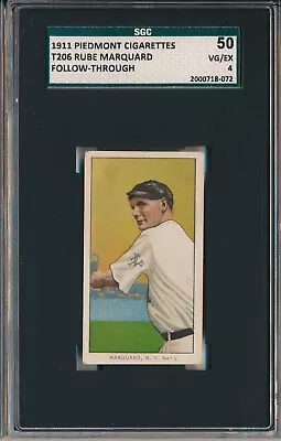 T206 Piedmont - Rube Marquard Follow-through - Sgc 50 Vg/ex 4 (svsc)- Centered! • $549.99