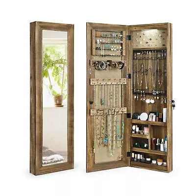 SRIWATANA Jewelry Armoire Cabinet Solid Wood Jewelry Organizer With Full Len... • $150.70
