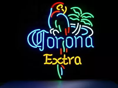 Neon Sign Light Corona Extra Parrot Palm Tree Handmade Nightlight Gift 19 X15  • $192.50