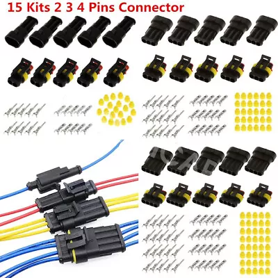 15 Sets 2 3 4 Pin Way Car Boat Male Female Electrical Wire Connector Plug Kit • $14.31