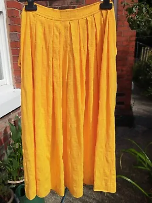 £16.50 • Buy Vintage Jaeger Pleated Yellow Thick Cotton Skirt  Size 12