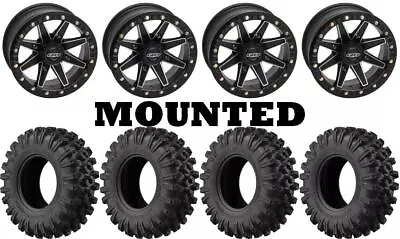 Kit 4 EFX MotoRavage XL Tires 28x10-14 On Quadboss Boss Lock Beadlock Black FXT • $1827.38