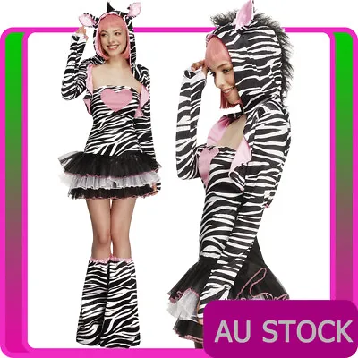 Womens Zebra Costume Safari Animal Jungle Zoo Party Book Week Ladies Fancy Dress • $27.60