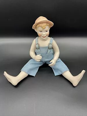 Maggie Head Kane Vtg Jake Boy Doll Jointed Porcelain 12  Blue Overalls Original • $19.99