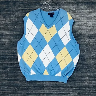 Brooks Brothers Vest Men's Extra Large Blue Yellow Argyle Pima Cotton Sweater • $19.99