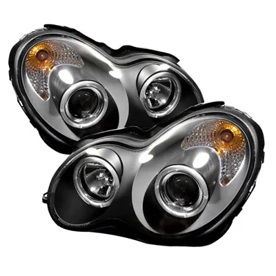 Spyder Proj Headlights Halogen LED Halo Blk For Mercedes Benz C-Class 01-05 4 Dr • $271.99