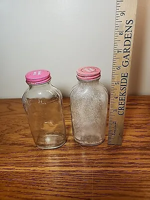 Lot Of 2 Pink  Shake Well  Capped Medicine? Bottles W CONTENTS MADE IN USA   • $20