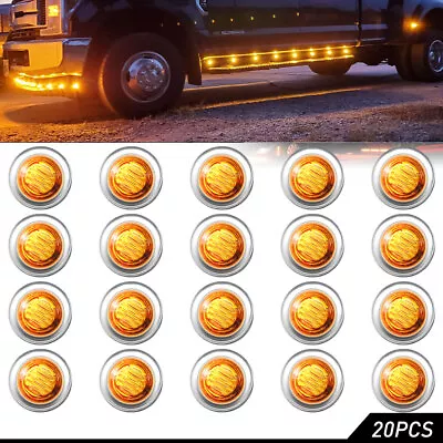 20X Round LED Clearance Lights Marker Side Lamp 12V Truck Trailer Lorry RV Amber • $35.41