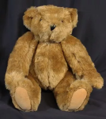 Vtg Vermont Teddy Bear Plush Stuffed Animal 14 Inch Brown Jointed Arms Legs • $22.79