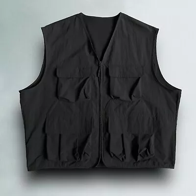 Cargo Vest Utility Black Mens 2XL H&M Pockets Fishing Hiking Photography Minimal • $21.77