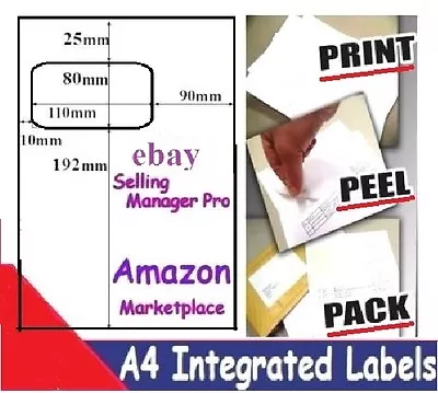 1000 X A4 INTEGRATED LABELS - Ebay AMAZON  Invoice Paper - Next Day Delivery S11 • £29.25