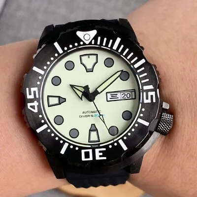 20ATM Sapphire Glass 42mm Monster NH35A Auto Black PVD Men Watch Full Lume Dial • $83