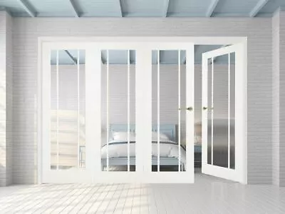 Composite Internal White Bifold Doors Langdale Lincoln Clear Glass Wooden • £729.99