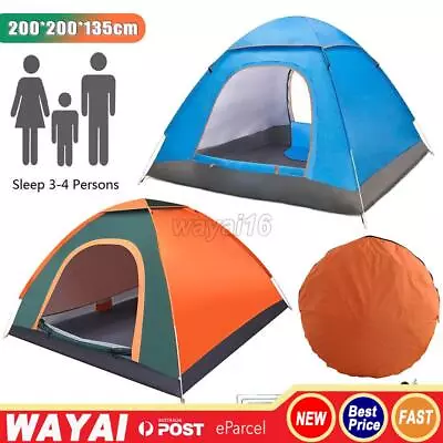 $33.99 • Buy 3-4 Man Persons Pop Up Tent Full Automatic Camping Hiking Fishing Beach Tent