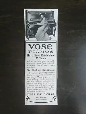 Vintage 1907 Vose & Sons Pianos Company Original Ad • $6.99