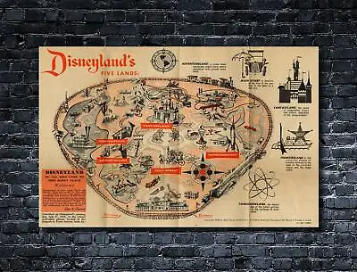 Disneyland 1950's Vintage Theme Park Map - Poster Reprint • $16