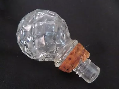 Vintage Clear Glass Crystal Decanter Stopper - Faceted - W/ Cork • $19.99