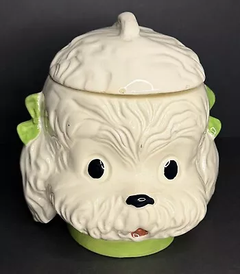 Ceramic White Poodle Cookie Jar Kitschy MCM Vintage 1950s • $69.95