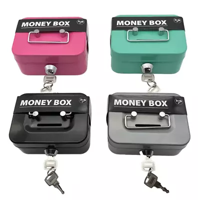 Small Lock Box Metal Cash Box Mini Safe Lock Box Money Bank Metal Coin • $9.99