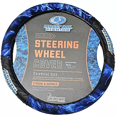 Mossy Oak Fishing Premium Steering Wheel Cover Universal Size Blue Black • $29.99