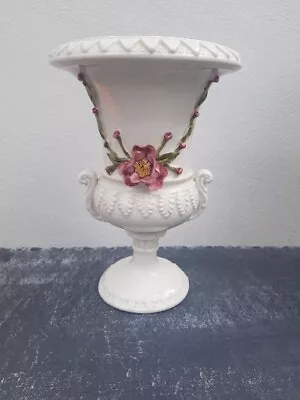 Vintage Italian Capodimonte? Plant Pot Vase Urn 3D Floral Rose Detail Stamped 9  • £20