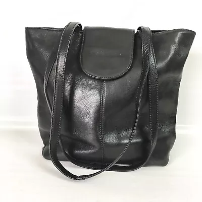 Hobo International Shoulder Tote Bag Black Leather Double Strap Vintage • $77.99