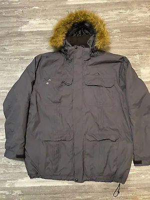Polar Edge Dark Grey Parka Coat Sz Men’s XL Faux Fur Hooded Anorak (READ) • $19.99