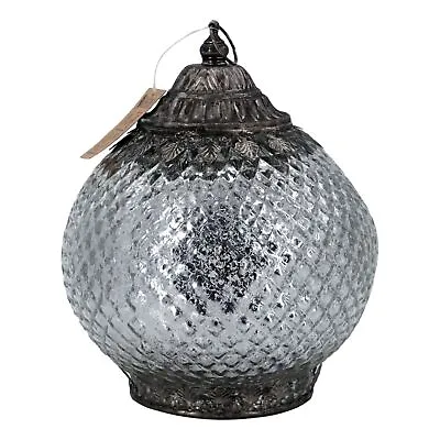 Antique Diamond Glass Lantern (6 In Silver) Moroccan Style LED Vintage Hanging • $33.93