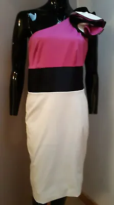 Kate Fearnley Dress Size 14 Prom Wedding Party Pink Black White • £13